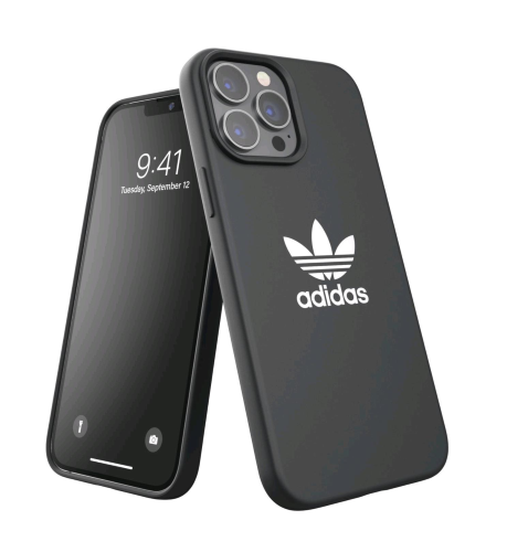 ADIDAS APPLE iPHONE 13 PRO MAX CUSTODIA IN SILICONE NERO CON LOGO BIANCO